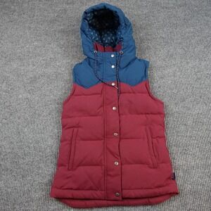 Patagonia Bivy Hooded Vest Womens XS Red Blue Quilted Puffer Insulated 27745